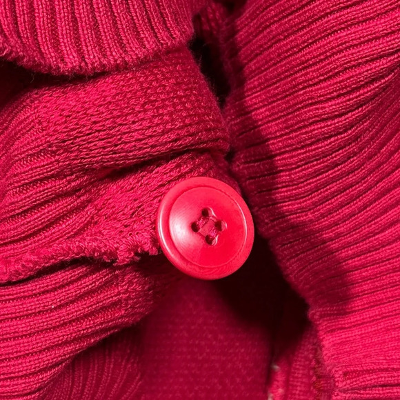 Vintage 80s Celine Candycane Xmas Monogram Red Cardigan Sweater Womens Medium - Picture 9 of 12